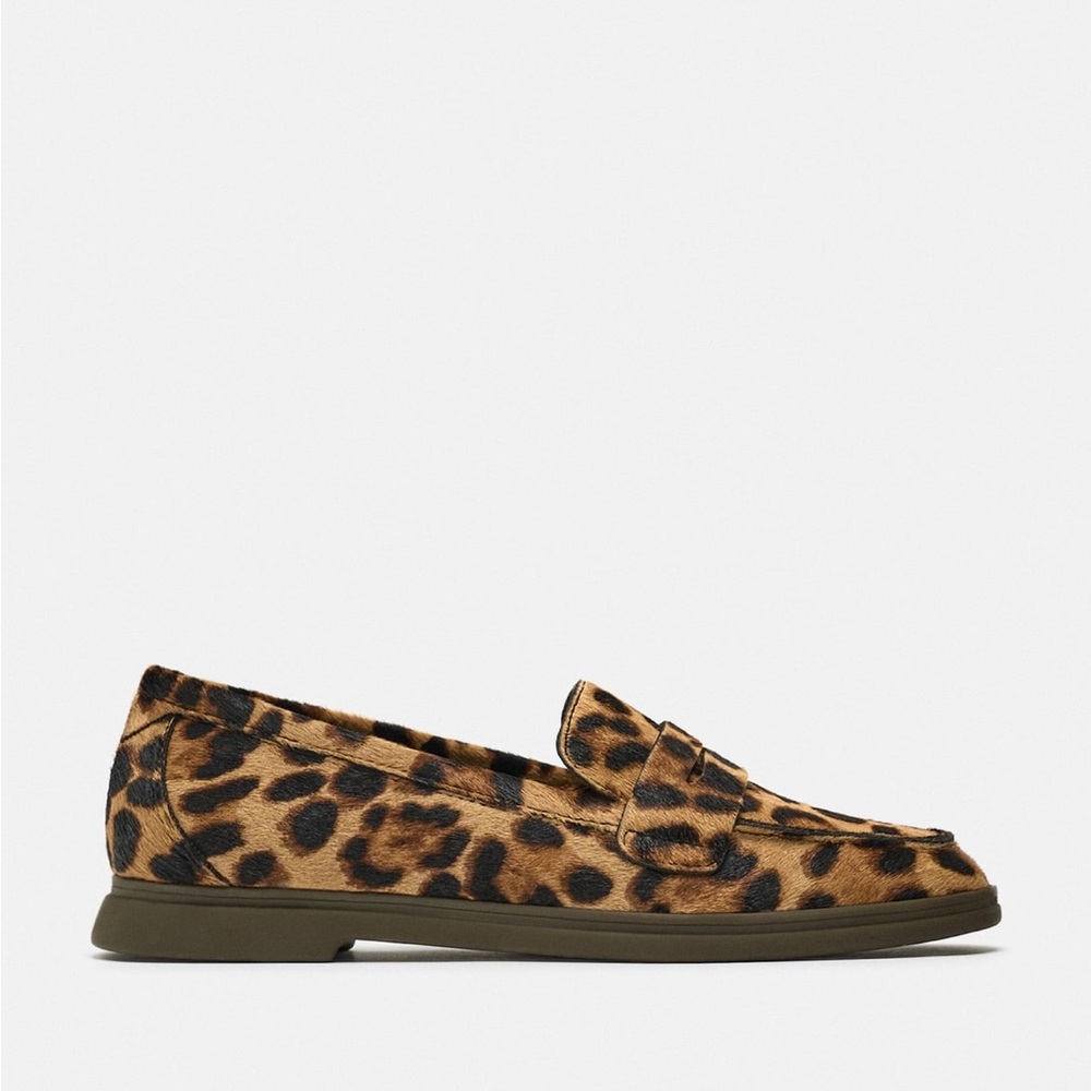 Zara Leopard Print Penny Loafers in Brown and Black - Picture 7 of 7